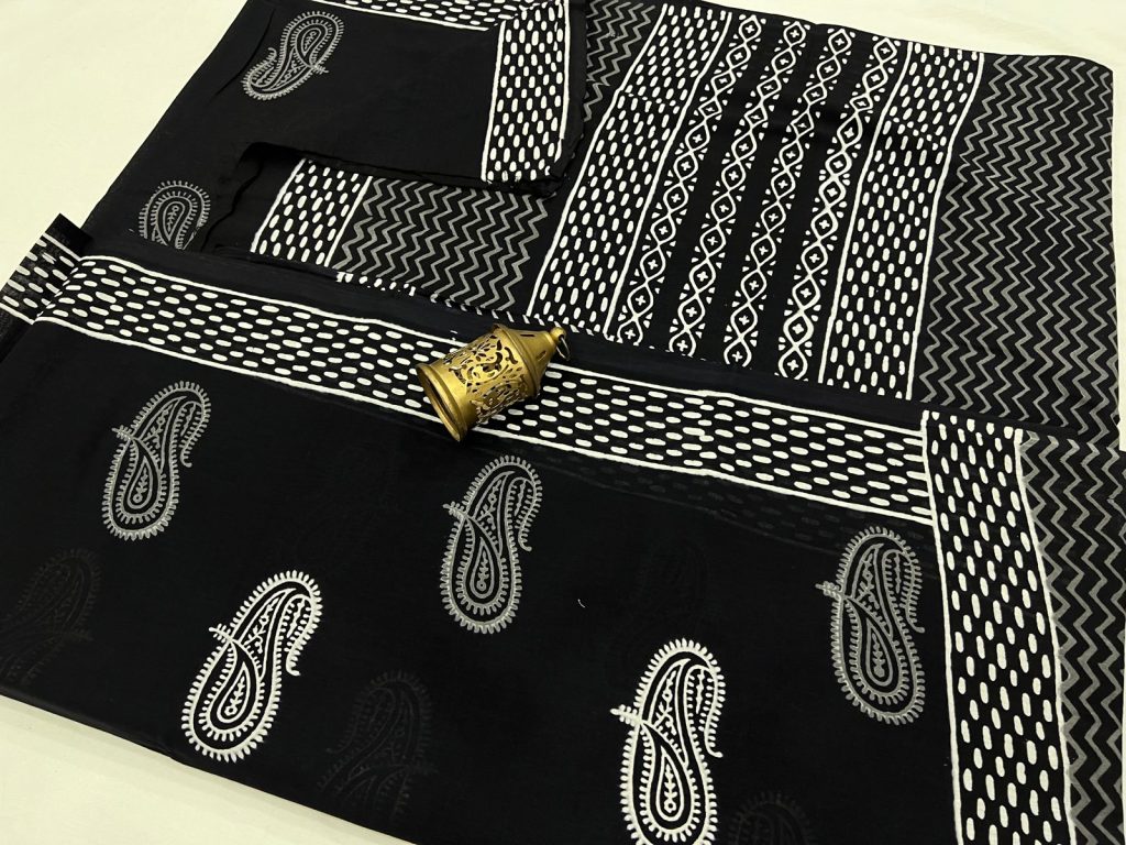 Black cotton latest sarees with price