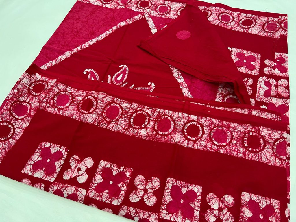 Crimson red and rose pink cotton women saree online