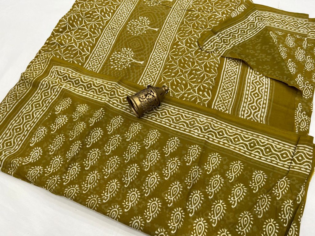 Olive discharge print new saree design