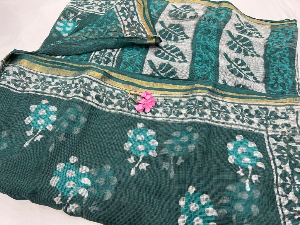 Gable Green kota doria printed sarees