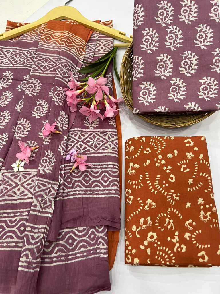 Cordovan color cotton salwar suit with cotton dupatta