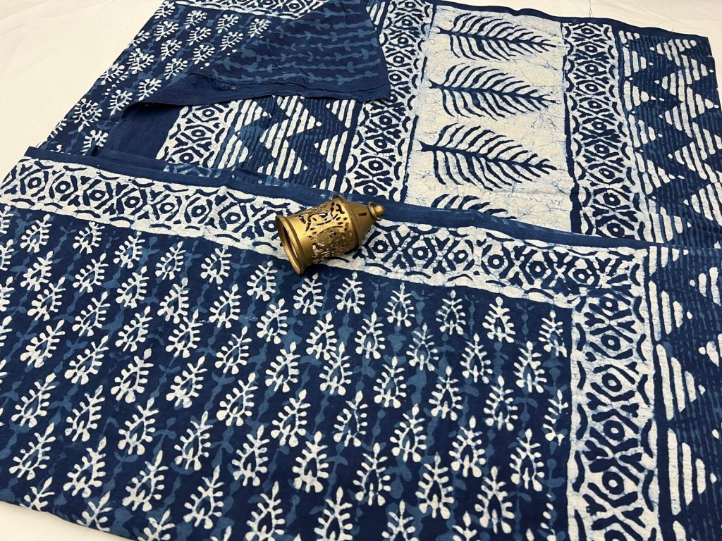 Jaipuri indigo color soft cotton sarees with price