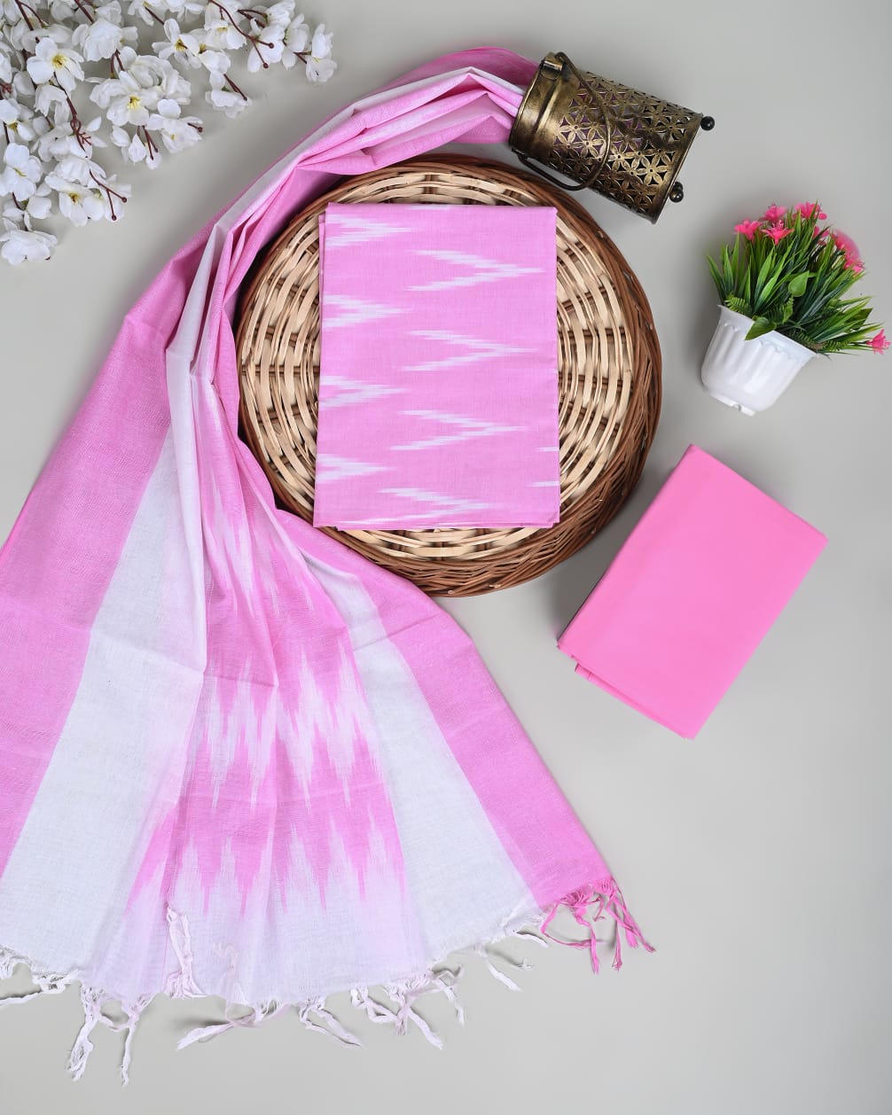 Pink Flamingo weaving ikat salwar kameez
