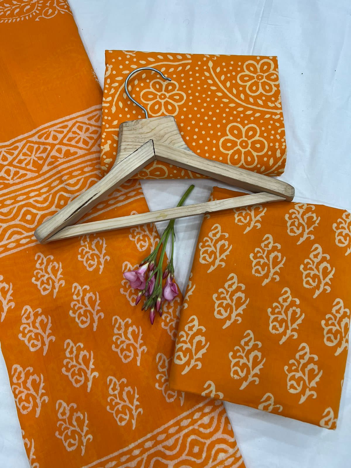 Mango tango cotton jaipuri print salwar suit with mulmul dupatta
