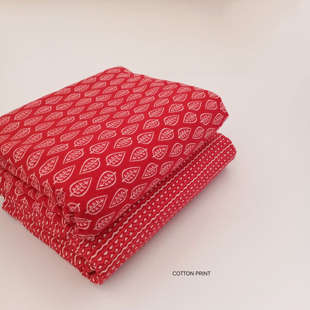 Alizarin crimson color printed pure cotton running material