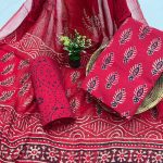 Alizarin cotton printed salwar suit collection with chiffon dupatta