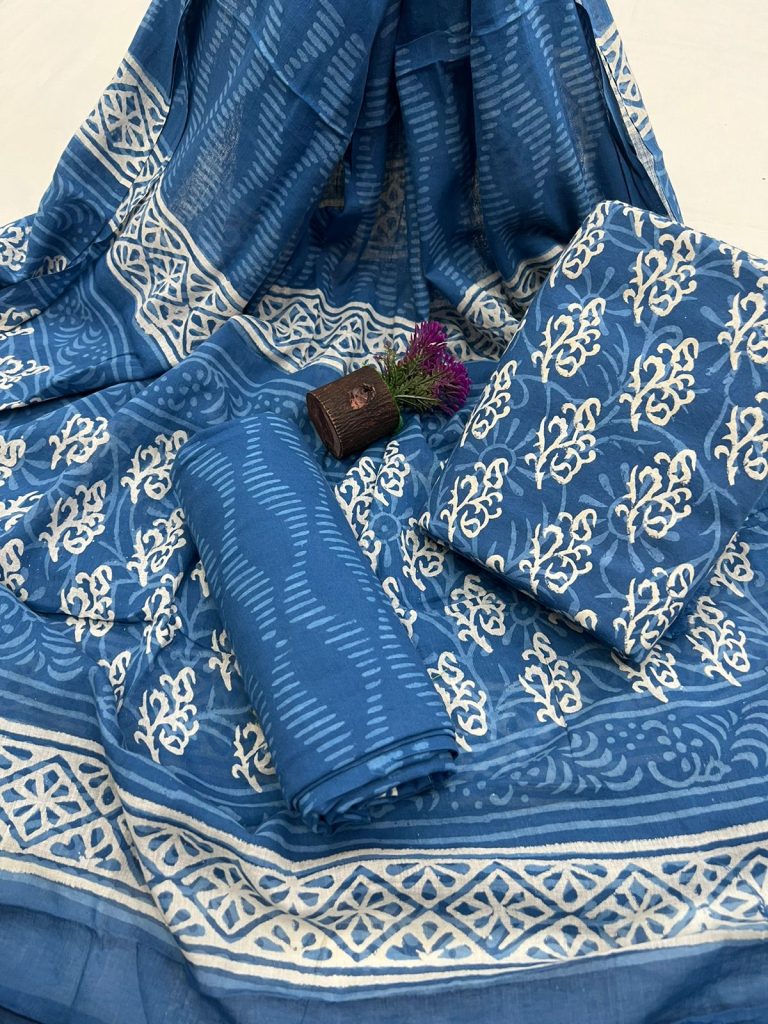 Blue Regent ladies unstitched suits online india with cotton dupatta