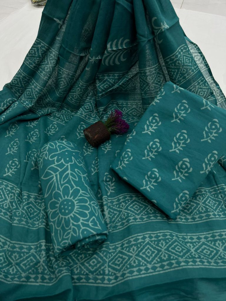 Port Malmesbury green printed suit with salwar with cotton dupatta