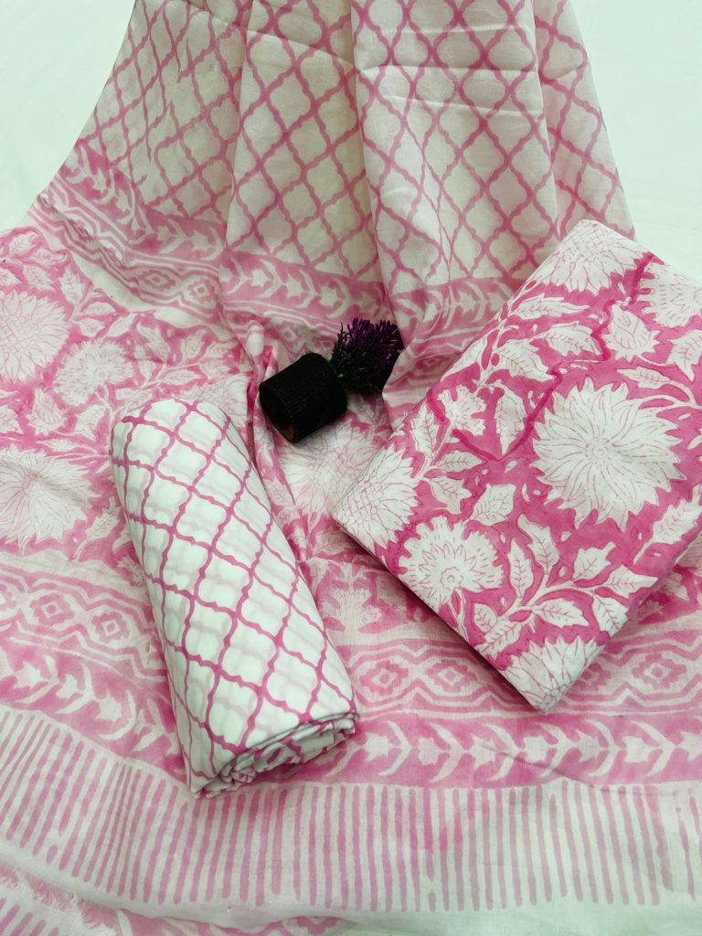 Allyson pink unstitched patiala salwar kameez online with cotton dupatta