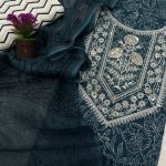 Philippine indigo cotton work suit with fancy dupatta