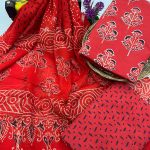 Alizarin crimson indian suits for women with chiffon dupatta
