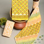 Yellow buy cotton fabric online india with cotton dupatta