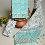 Bright Turquoise pure cotton fabrics with chanderi cotton dupatta