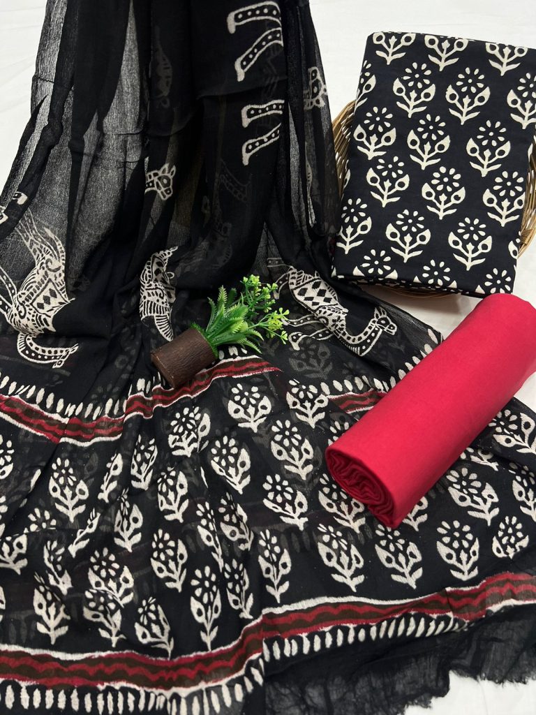 Black cotton chiffon suits designs