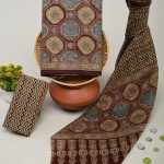 Chestnut printed cotton dress india online with cotton dupatta