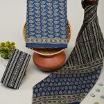 Cerulean Blue printed cotton dress online india with cotton dupatta