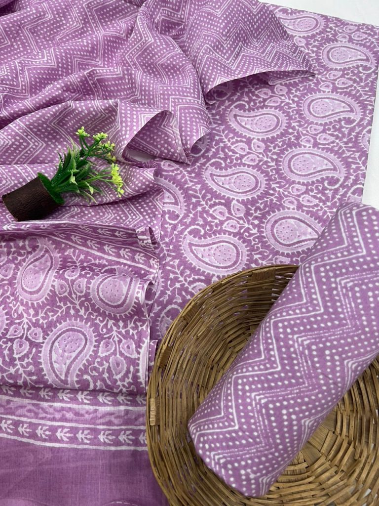 Heliotrope cotton churidar dress online with cotton dupatta