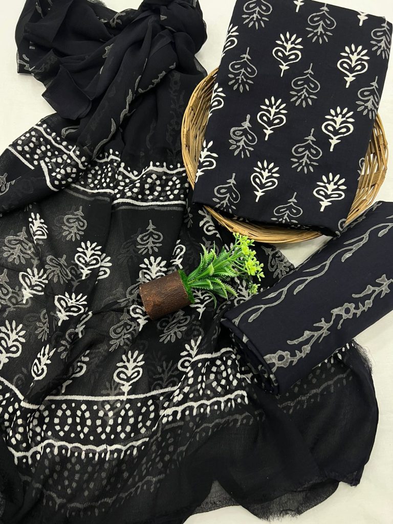 Black dress designs materials with chiffon dupatta