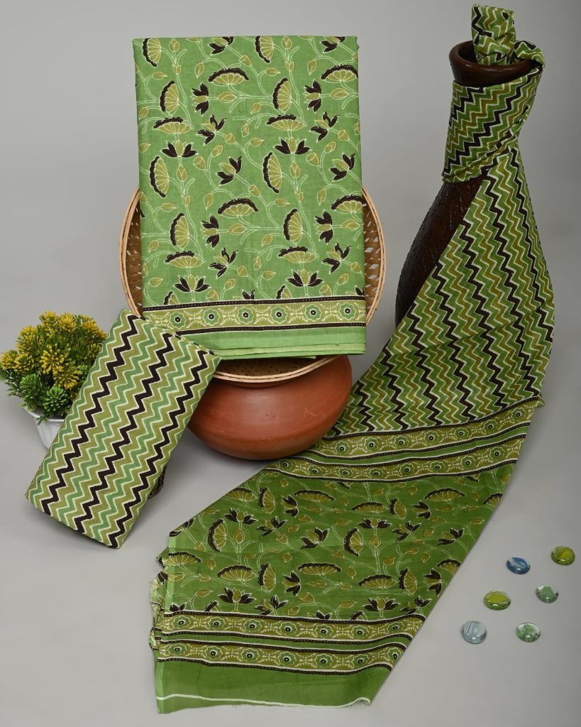 Asparagus cotton dress materials new model with cotton dupatta
