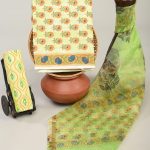 Canary yellow cotton suit with organza dupatta