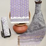Amethyst printed cotton suit with organza dupatta fabric