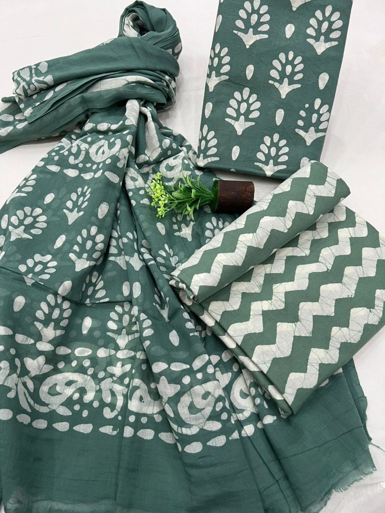 Fern Green cotton dupatta churidar materials online shopping