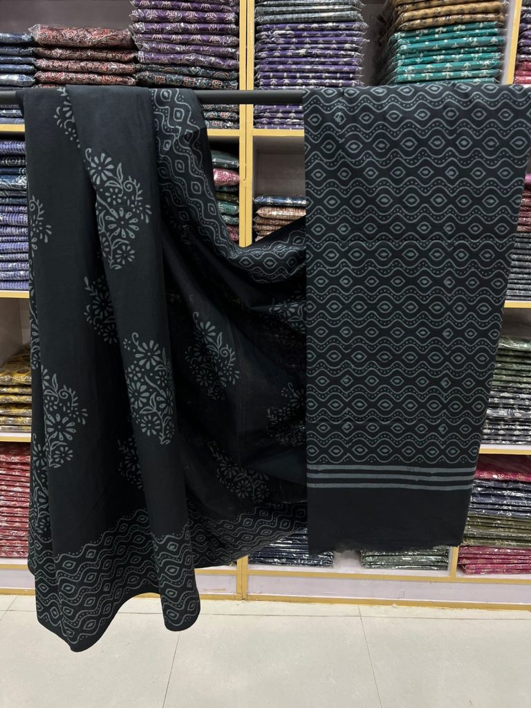 Black pure cotton sarees in low price