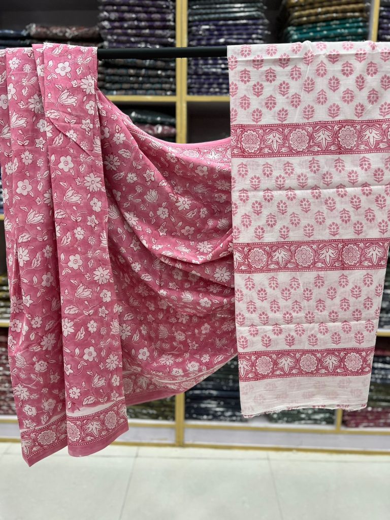 Blush cotton saree with low price