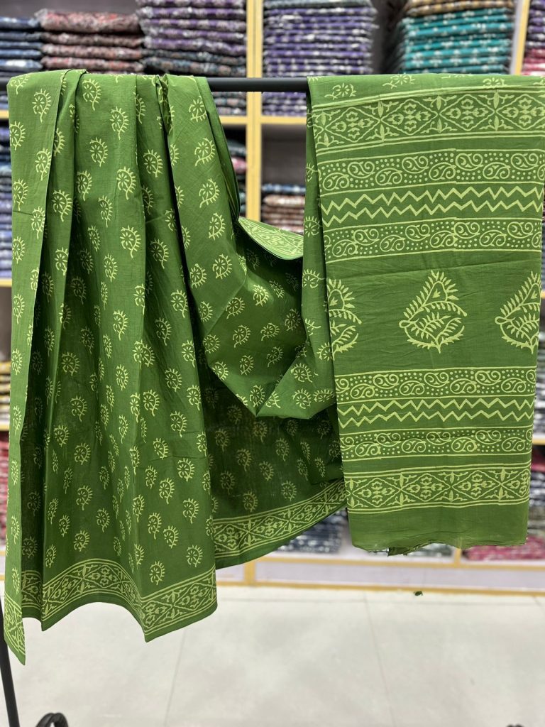 Emerald green cotton saree online shopping lowest price