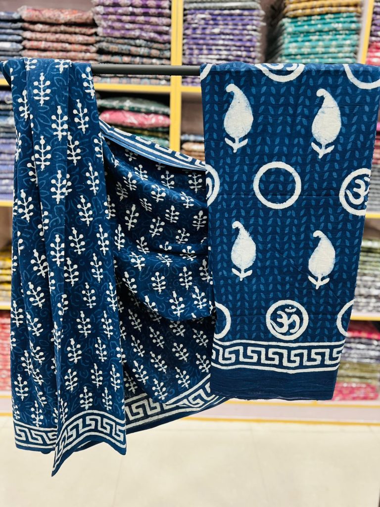 Indigo blue saree in cotton