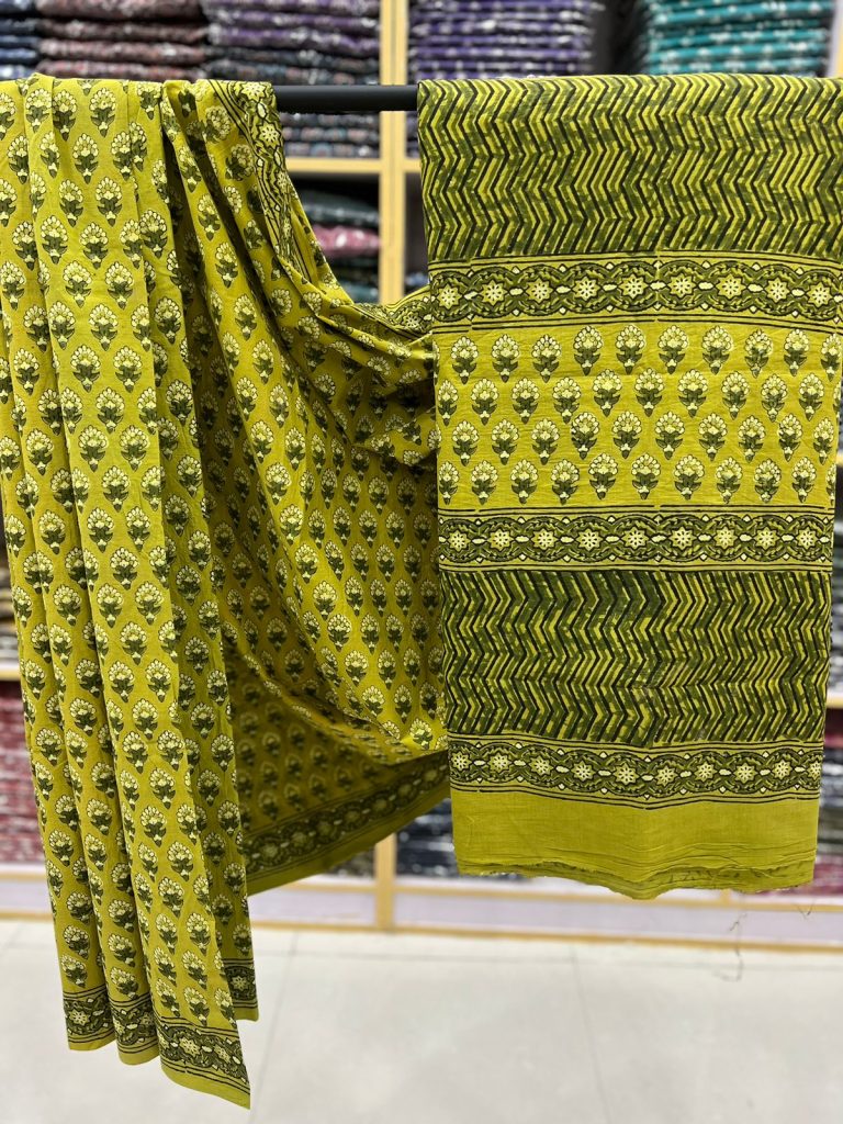 Citron hand block printed best cotton sarees in india