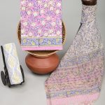 Lavender rose cotton all over printed salwar suit designs with chanderi cotton dupatta