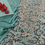 Dark turquoise printed party wear salwar suits