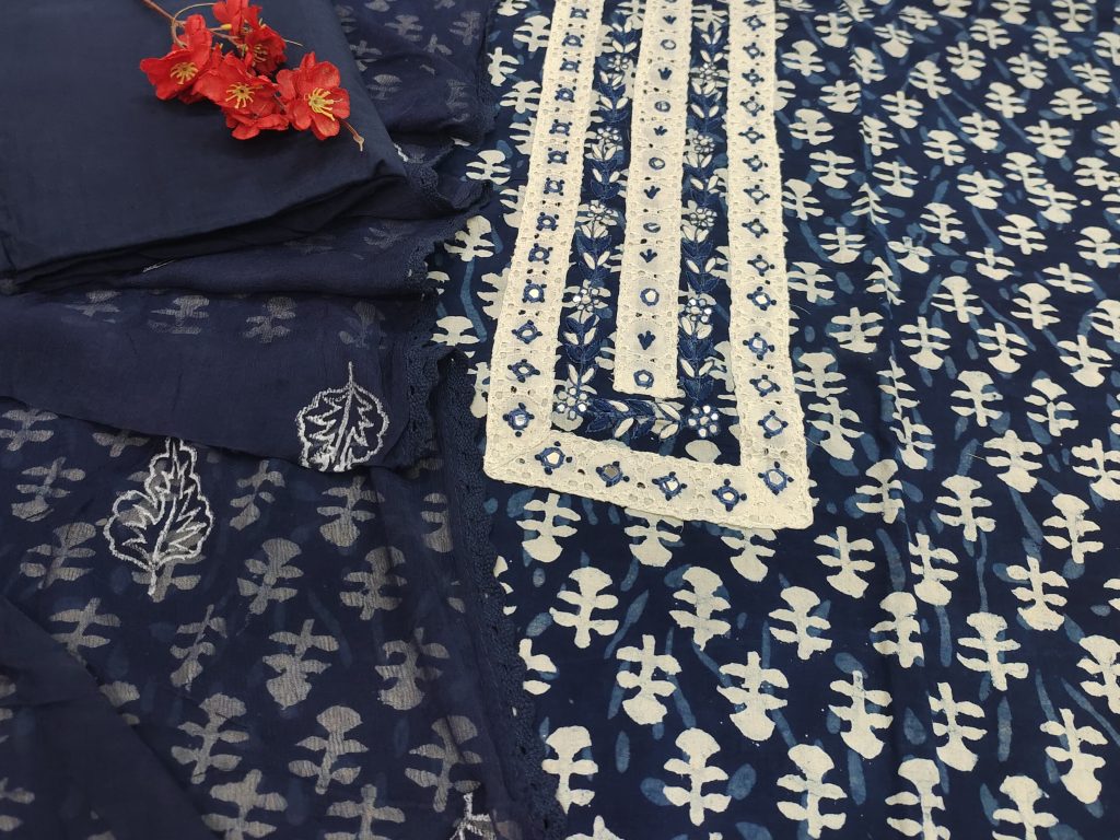 Oxford blue embroidered party wear salwar suit for ladies