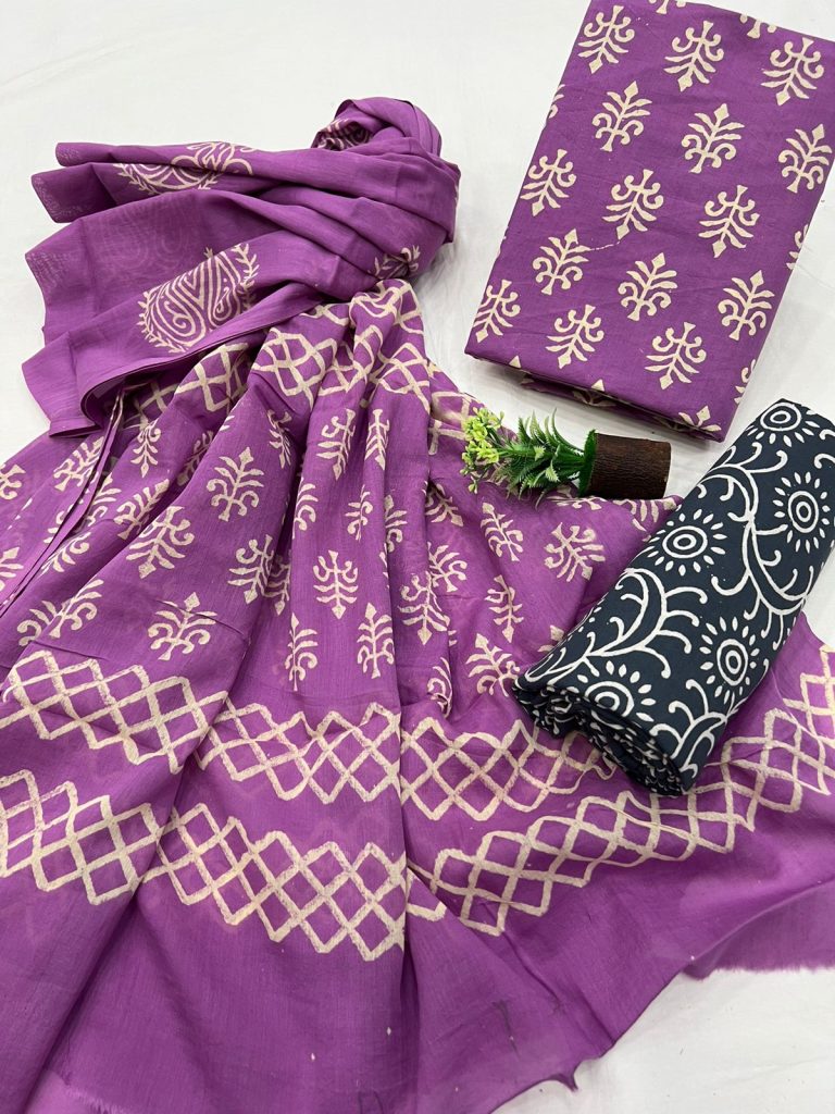 Byzantine discharge printed suits design with cotton dupatta