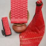 Amaranth red cotton suit with organza dupatta
