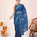Denim blue color maheshwari silk saree