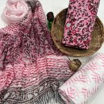 Mystic pink cotton dress material with chiffon dupatta