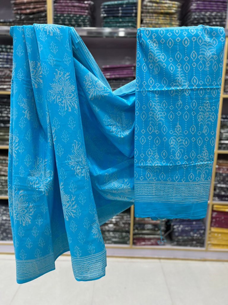 Aero cotton mulmul hand block printed saree