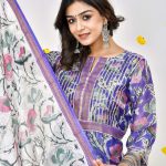 Regal Purple Maheshwari Salwar Suit with Designer Dupatta – Online Tailoring Available