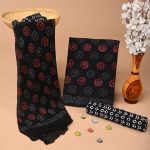 Black and Red Floral Cotton Salwar Suit – Handcrafted Office Wear Elegance