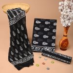 Black and White Floral Cotton Salwar Suit – Classic Hand Block Print