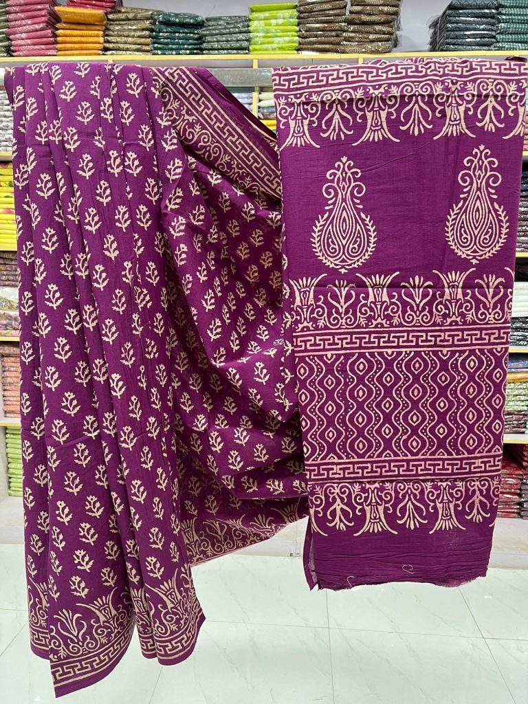 Deep Purple Ethnic Motif Saree | Handcrafted Cotton Luxury