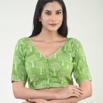 Spring Green Tree Print Stitched Cotton Blouse – Jaipur Craftsmanship