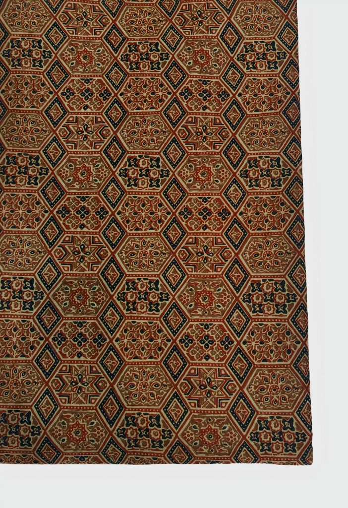 Exotic Tan Geometric Precision Cotton Fabric