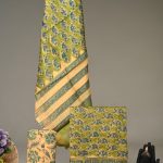 Green Paisley Floral Hand Block Maheshwari Silk Dress Material