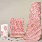 Elegant Pink Hand Block Print Chanderi Silk Salwar Suit Set