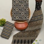 Black and Gold Traditional Block Printed Salwar Suit Material