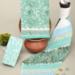 Mint Green Handcrafted Salwar Kameez Material with Cotton Dupatta