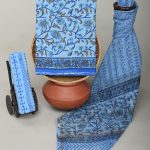 Chic Blue Floral Cotton Salwar Suit – Handcrafted Elegance